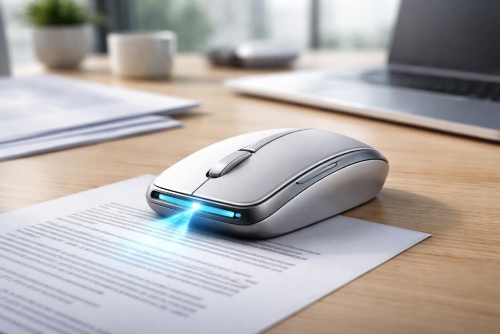 découvrez l'iriscan mouse, la souris innovante qui se transforme en scanner portable pour numériser rapidement tous vos documents où que vous soyez.
